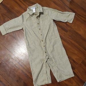 Janie and Jack 1 piece button up plaid jumpsuit.